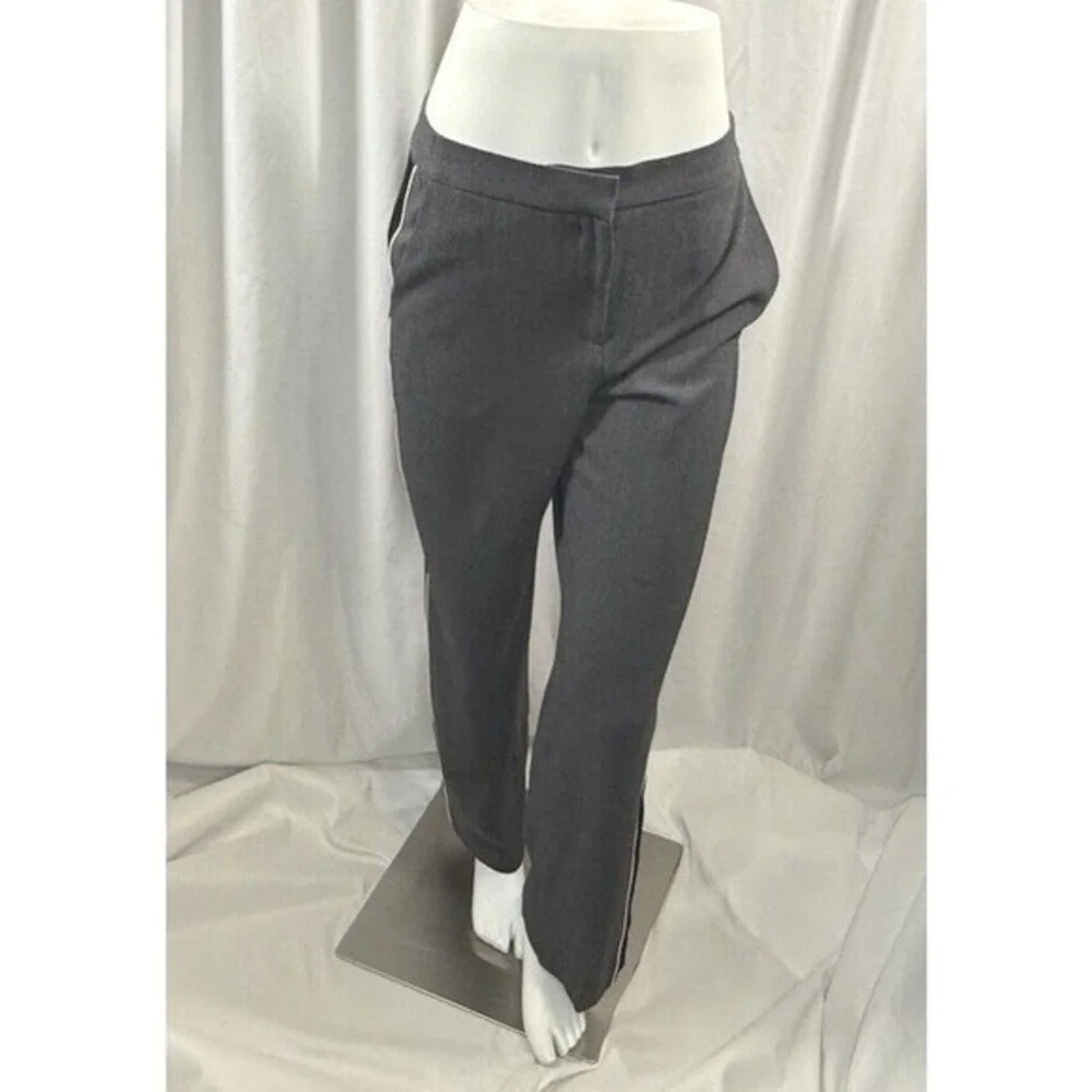 Ann Taylor Grey Tuxedo Stripe Trousers Black Side Stripe Pants M Blokecore 76-15